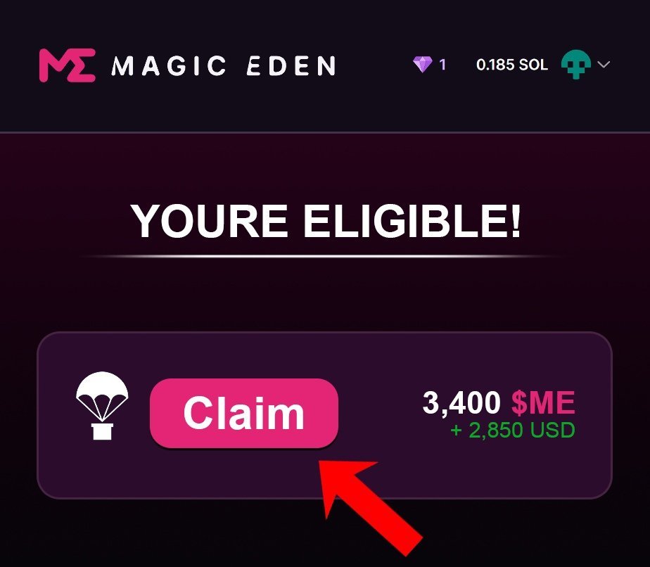 $ME 已经确认在 $SOL 生态进行空投，并且Magic Eden 可能成为历史上最大的空投🪂

得到 PARADIGM 的支持，筹集了 $159M。

成本：$3
潜在利润：$5,000 
时间：10分钟

空投指南👇🧵

#空投 #空投教程 #空投线程 #空投入门 #Airdrop #NFT #web3 #零撸