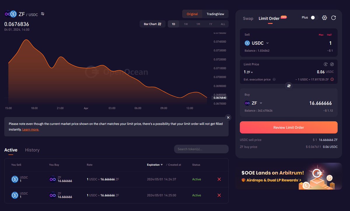 🔥 Exciting news! The Limit Order feature is now live on OpenOcean! 🚀 Thanks to your feedback, we've requested our partner, @OpenOceanGlobal, to deploy Limit Orders on zkSync Era. Try it out and let us know your thoughts! 💡 Thank you very much, @OpenOceanGlobal! 🙏