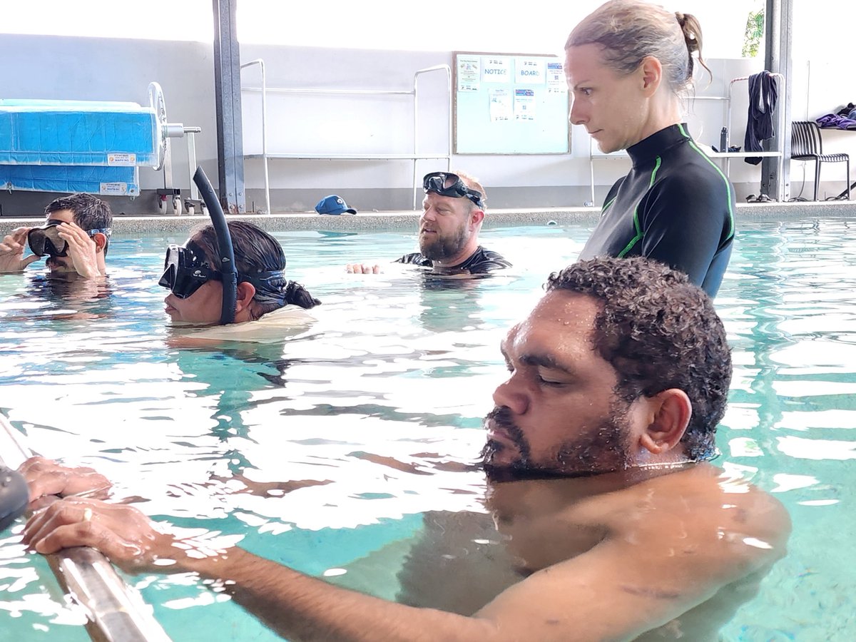 Congrats to #GunggandjiMandingalbayYidinji Rangers for completing free-diving training, led by @TropWATER, with #CairnsFreeDivingSchool, marking a first for ranger-focused skills! 🌊🪸 This training equips Rangers for coral reef surveys on sea Country. @GBRFoundation @jcu