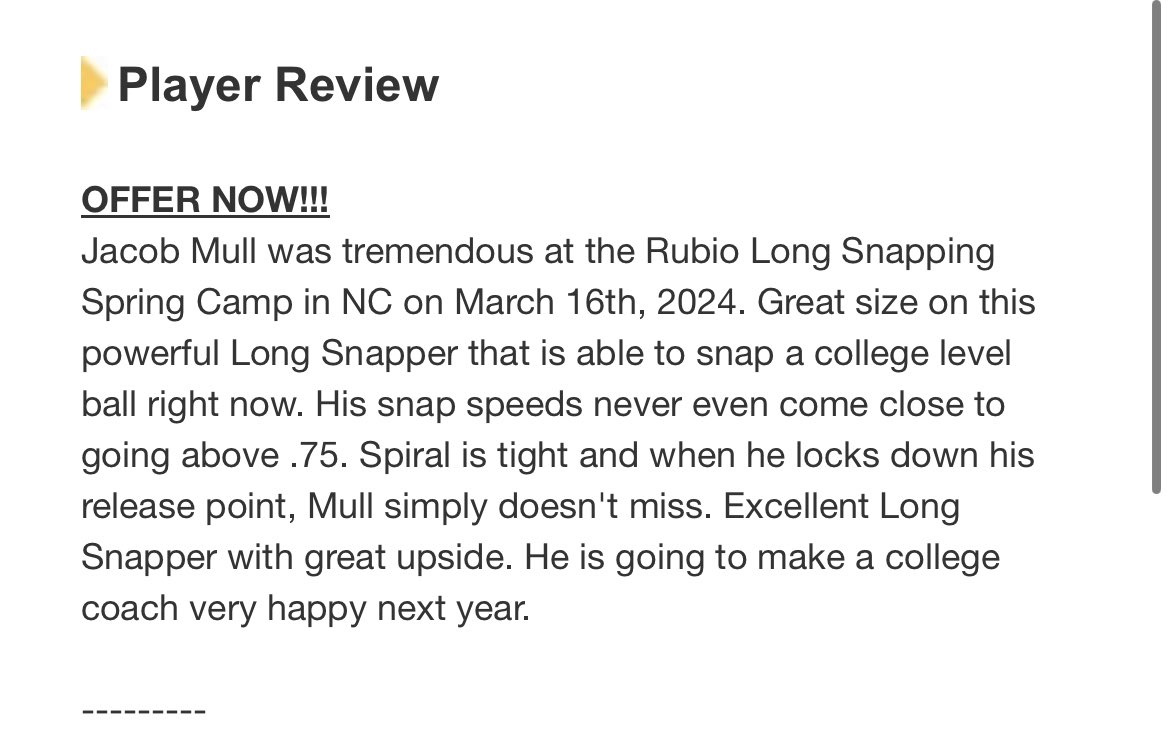 JacobMull8's tweet photo. Thank you to @TheChrisRubio for the great review from recent NC camp! https://t.co/aee63Jj2OR