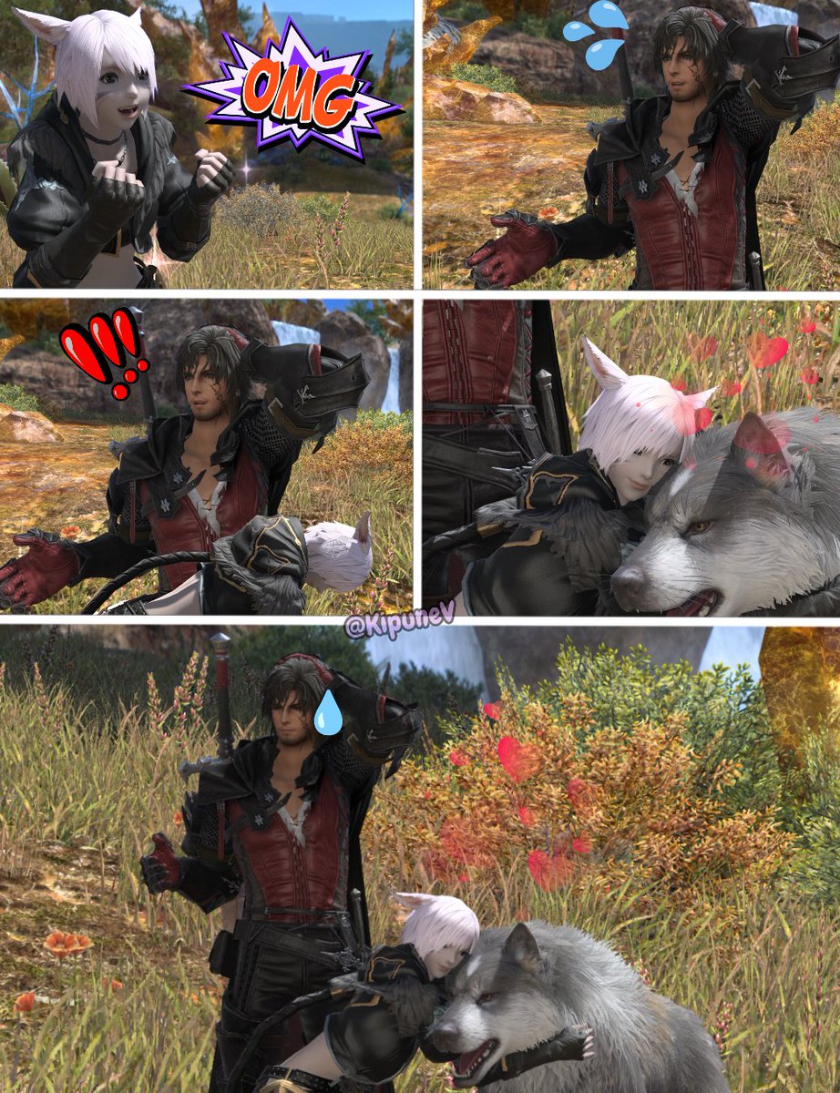 Meeting the cutest creature in rosaria. 😻🐺 #FFXIV #ffxivmemes #kipunev