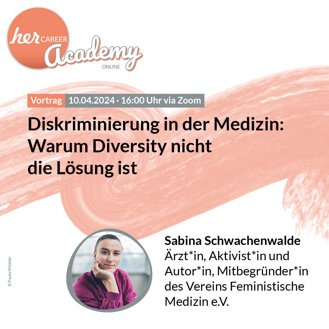 #OnlineEvent #April2024 Diskriminierung in der Medizin: Warum Diversity nicht die Lösung ist. Am 10. April in der  #herCAREERAcademy: her-career.com/diskriminierun…
#herCAREER #Academy #MachenIstWieWollenNurKrasser