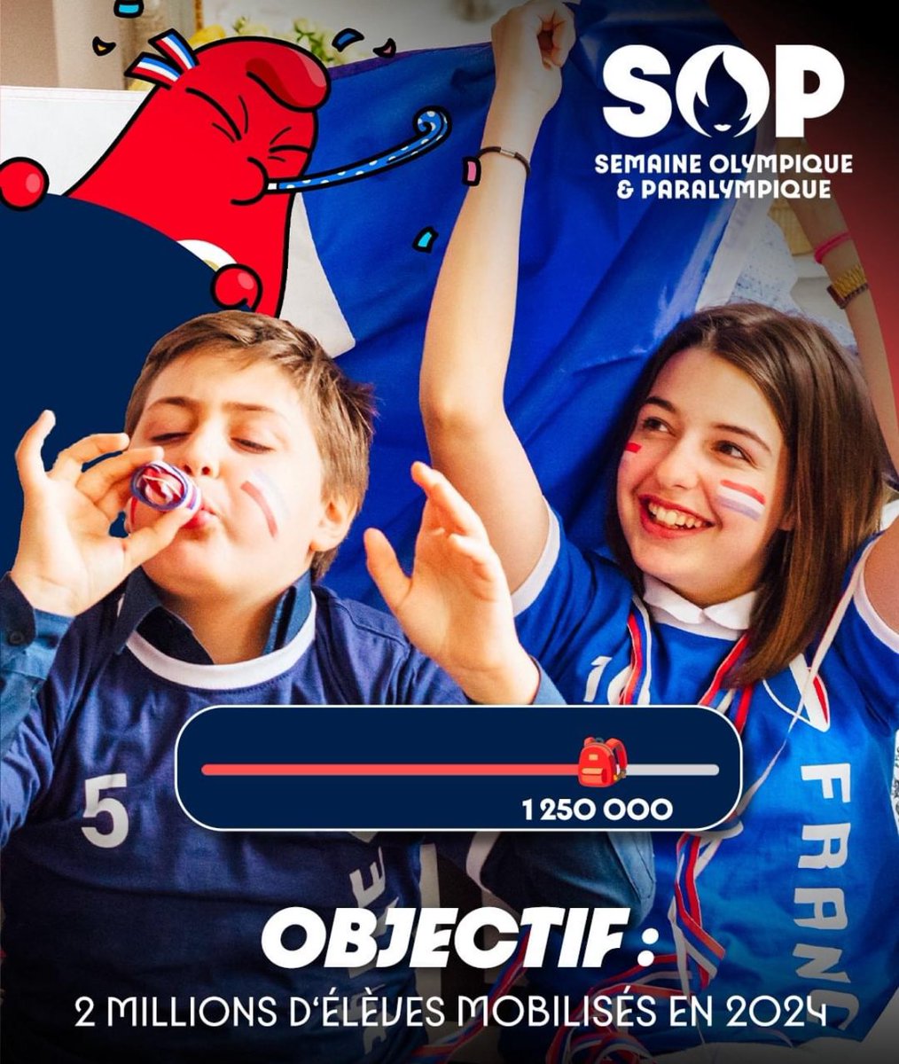 📌#SOP2024 🌍 L’ensemble des lycées du monde <a href="/aefeinfo/">AEFE</a> sont mobilisés pour la 8ème édition! Des centaines de projets riches,variés et inclusifs pour célébrer les Jeux et les athlètes !
Ensemble,tous acteurs: partageons les valeurs olympiques et paralympiques 🤩! 
Objectif:2 M💥