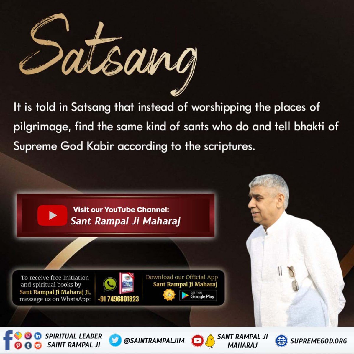 #GodMorningWednesday 
Satsang
It is told in Satsang that instead of worshipping the places of pilgrimage, find the same kind of sants who do and tell bhakti of Supreme God Kabir according to the scriptures.