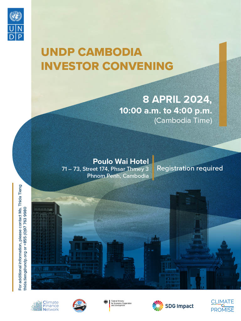 UNDPCambodia's tweet photo. 📣💰 Interested in investing in a growth stage venture dedicated to addressing #ClimateChange 🌱 in 🇰🇭?
📌 Mark your 🗓 for the pitching session on 8 April.
9️⃣ impact-oriented #enterprises will present their #ClimateSolutions.
👉 Register: https://t.co/HUQ9zBya9j
#GSIV https://t.co/eHBkEse9g5