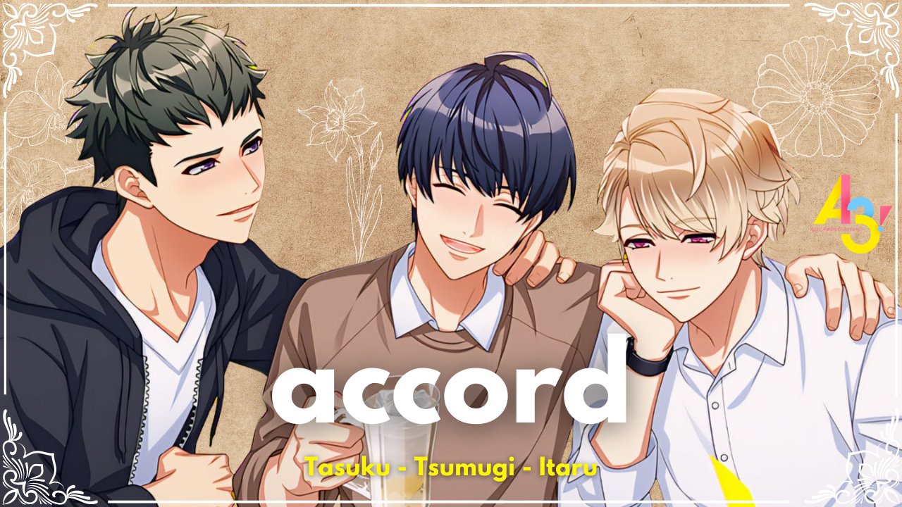 Lily ❀ リリ on X: RTs are appreciated!! 💙💚❤️ new video just uploaded!! A3!  accord sung by tasuku, tsumugi, and itaru~ 🍻🍜 🔗:t.coNN1vKy5sFX  t.conMbJgh1Ybv  X
