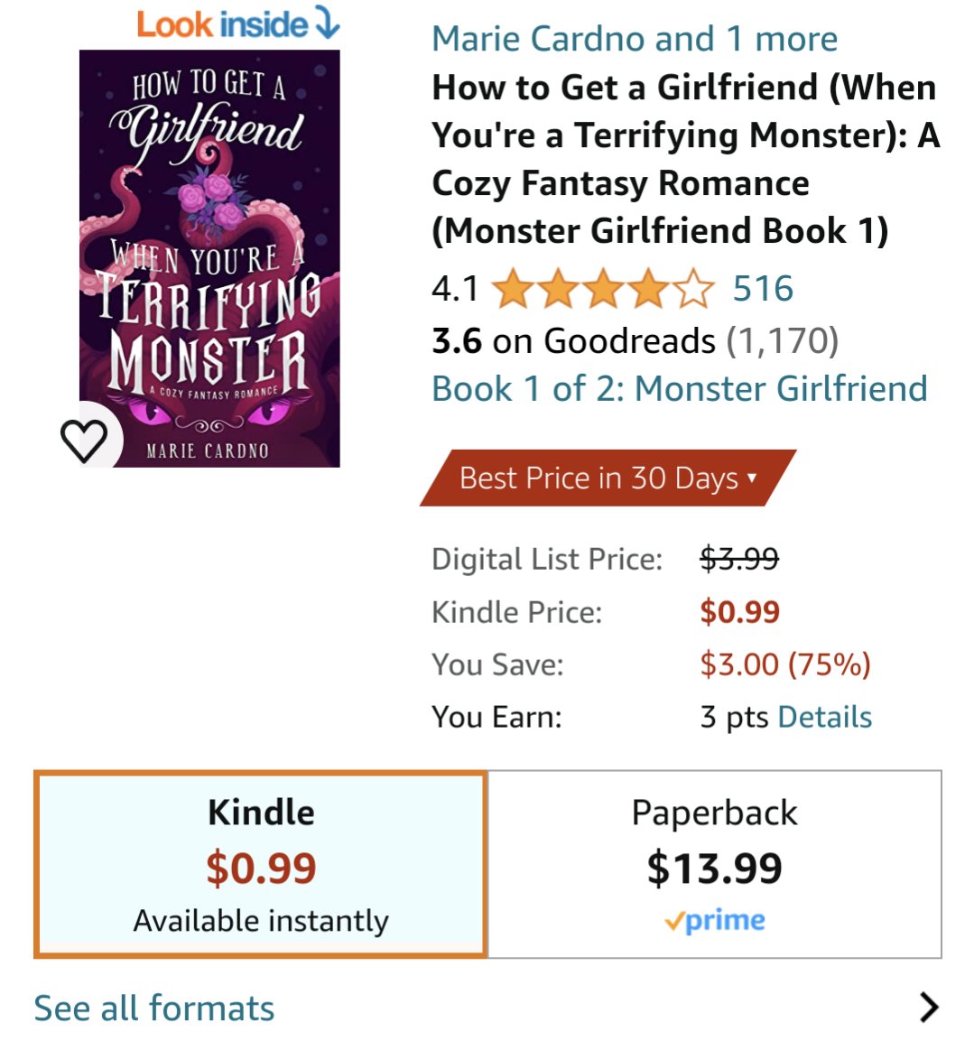 It's sweet! It's sapphic! It's hard to get a girlfriend when you're an eldritch horror from a dimension beyond mortal imaginings! And it's 99c on the river site rn, for reasons known only to the river.