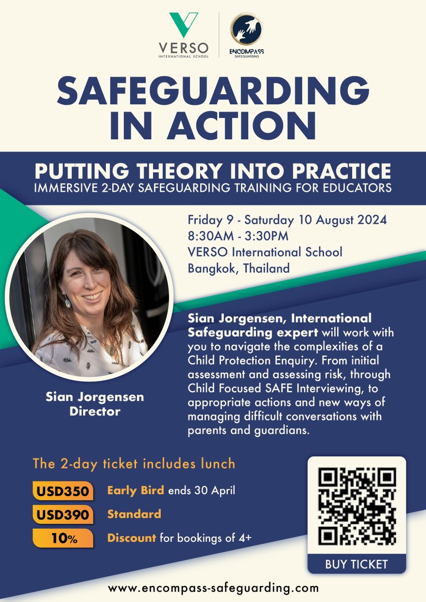 Educators: Get ready to level up your safeguarding skills! Internationally renowned Safeguarding Expert, Sian Jorgensen, is set to lead an immersive 2-day training session for educators on 9-10 August at VERSO. Secure your Early Bird tickets now at hubs.ly/Q02rBHXJ0
