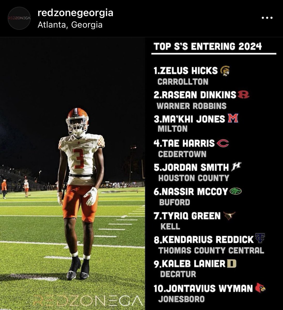 Blessed to be recognized by @redzonega I really play corner but I can do it all in the secondary. Where ever the team needs me I’m good. #TeamFirst looking forward to a big 2024 season!