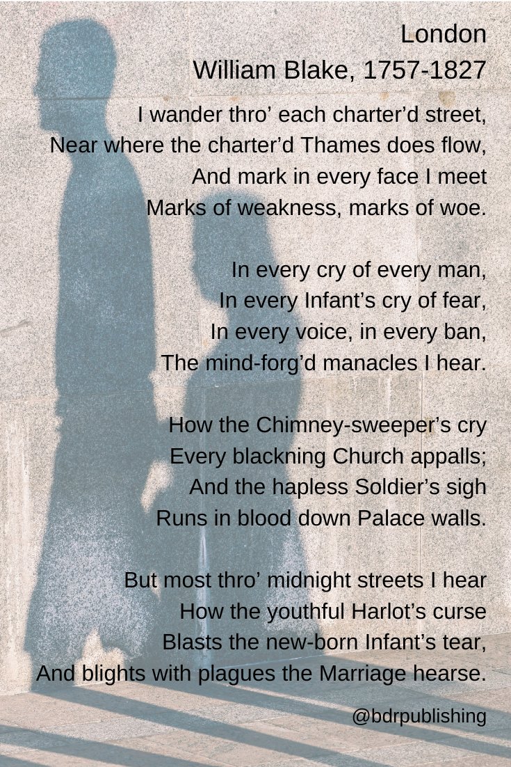 London by William Blake

#bdrpublishing #nationalpoetrymonth #poetrymonth #writingpoetry #poems #poetry #ilovepoetry #poetrywriting #ilovepoems #poetryquotes #ineedpoetry #williamblake