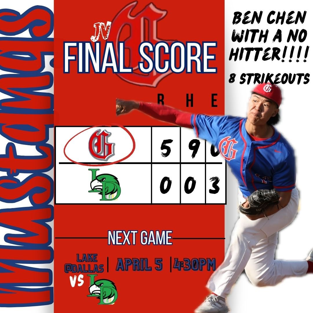 Ben Chen throws a NO HITTER! Congrats Ben! And GO MUSTANGS!