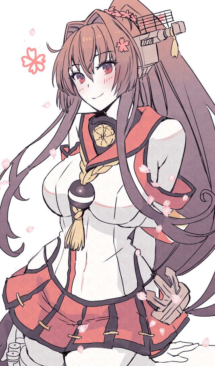 yamato (kancolle) 1girl solo long hair breasts looking at viewer blush smile  illustration images