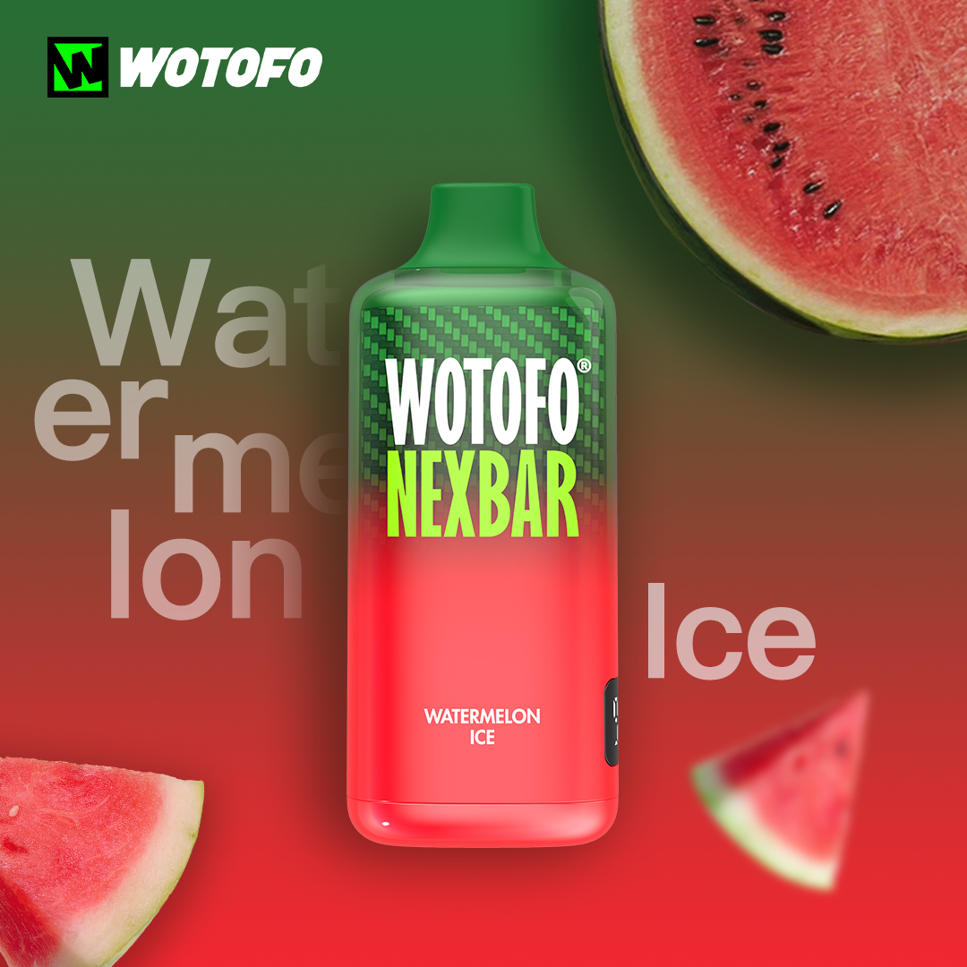 Immerse yourself in a world of fruity delights with flavors like Watermelon Ice, Green Apple, and Strawberry Banana. nexBAR10K brings the essence of summer to every puff. 🍓🍏 wotofo.com #FruityFlavors #nexBAR10K #SummerVibes #VapeLife