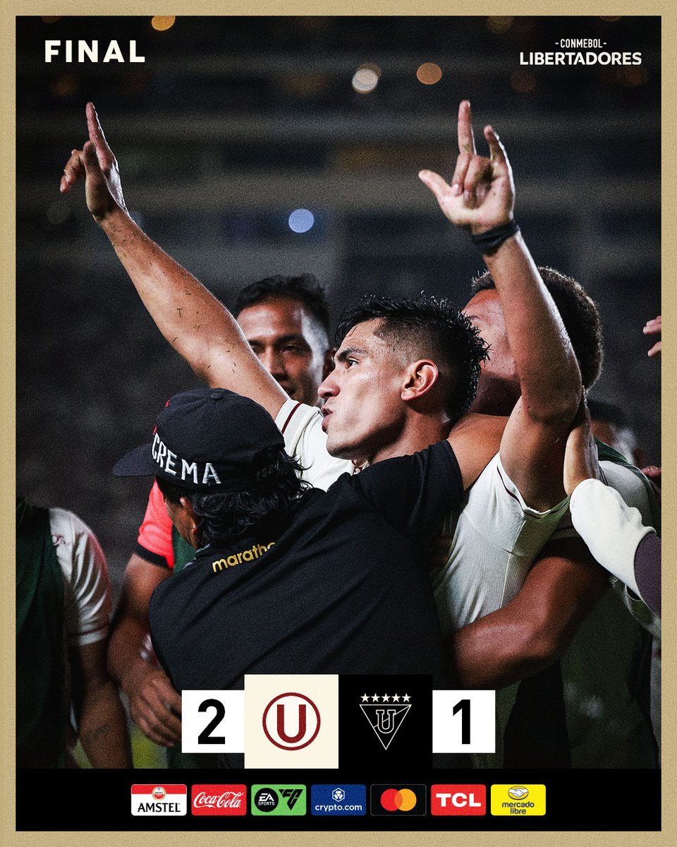 ⏱️ | 𝗙𝗜𝗡𝗔𝗟 𝗗𝗘𝗟 𝗣𝗔𝗥𝗧𝗜𝗗𝗢

𝗣𝗮𝘀𝗼 𝗮 𝗽𝗮𝘀𝗼, 𝗰𝗿𝗲𝗺𝗮𝘀 💪

⚽️ Universitario 2-1 LDU

🏆 <a href="/Libertadores/">CONMEBOL Libertadores</a>

#Los100DelÚnicoGrande