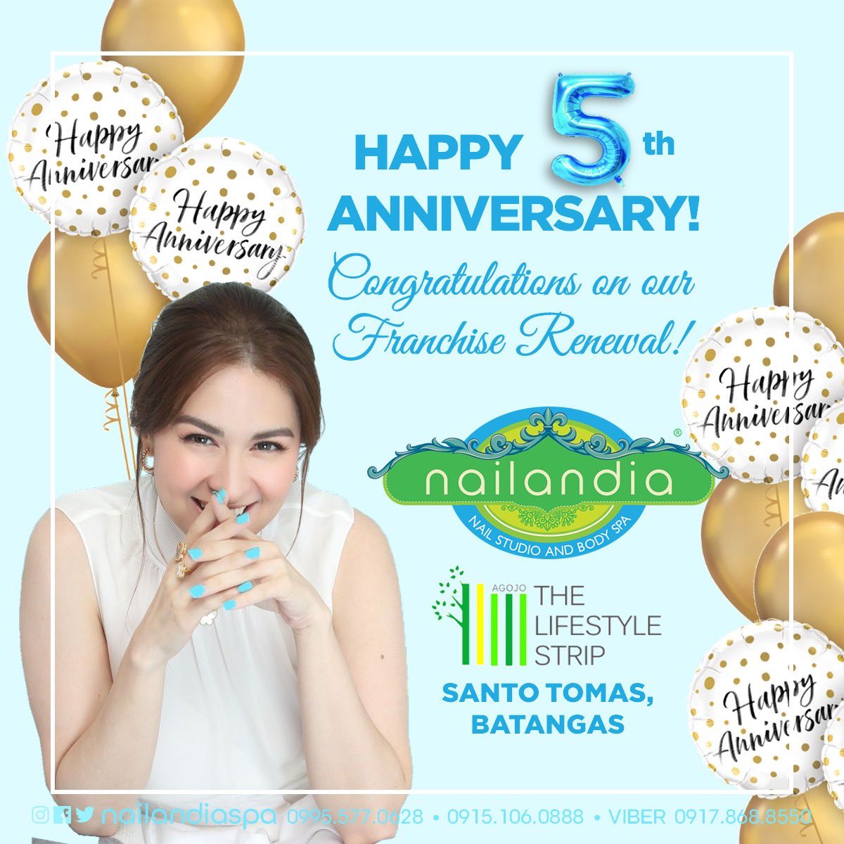 Congratulations to our #NAILANDIA Lifestyle Strip Sto. Tomas Batangas on your 5th Year Anniversary &amp; Franchise Renewal!
Cheers to more years of pampering!🩵💚🩵
Open for #FRANCHISE
#LowFranchiseFee
09955770628
09151060888
#MarianRivera
#NAILANDIALuxe
#nailspafranchise
#fyi
#nails