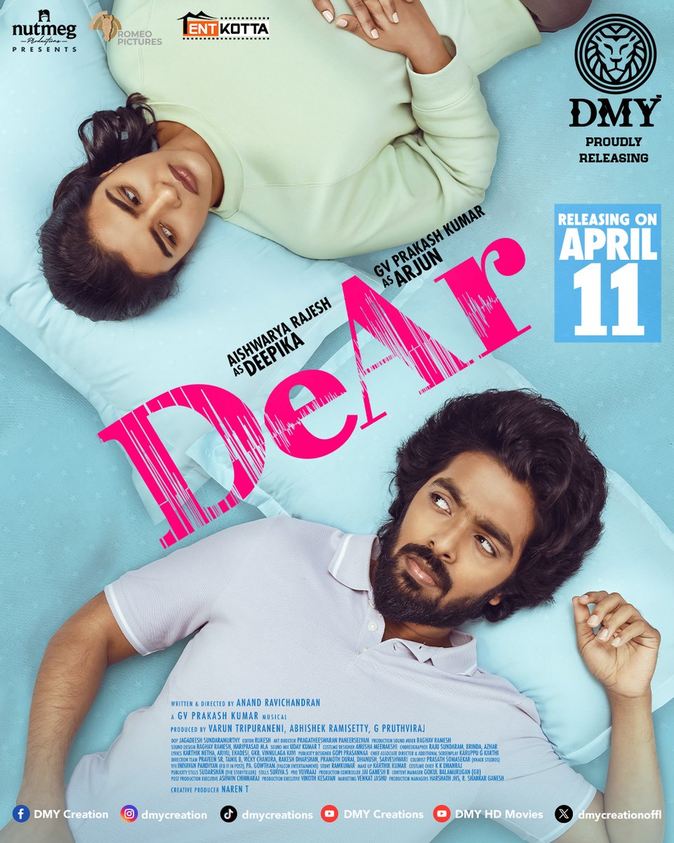 Attention 🇲🇾 Makkale!! You are cordially invited to witness a family drama revolving around a married couple 👩🏻‍🤝‍👨🏼💍 #DeAr in cinemas from April 1️⃣1️⃣ 😍 @gvprakash @aishu_dil @Anand_Rchandran @tvaroon #AbhishekRamisetty #PruthvirajGK @mynameisraahul #RomeoPictures @jagadeesh_s_v