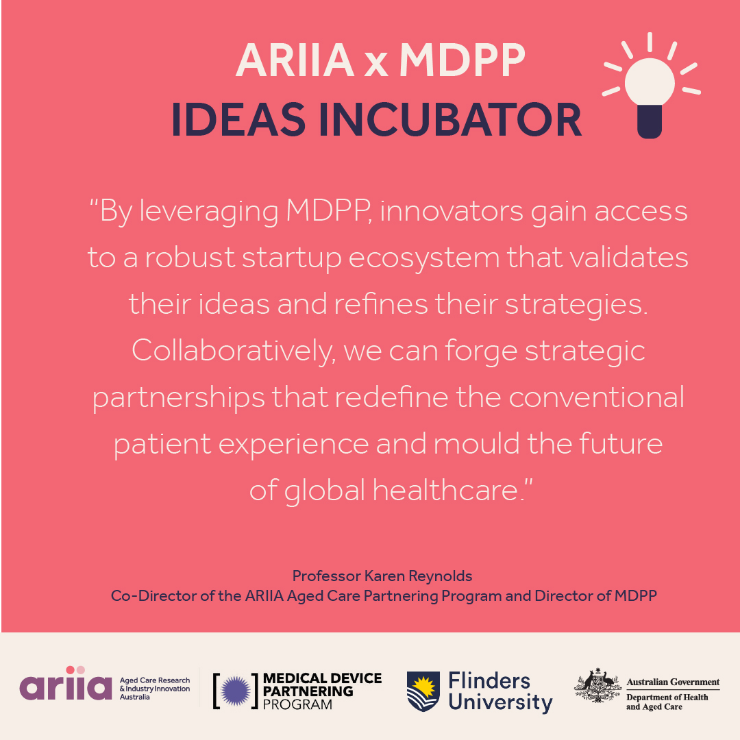 ARIIA x MDPP Ideas Incubator is ready to help you develop your innovative idea to make a real change in the future of aged care. 💡 Applications now OPEN: zurl.co/wJgi 📅 Find out more at our next online info session: zurl.co/NruE