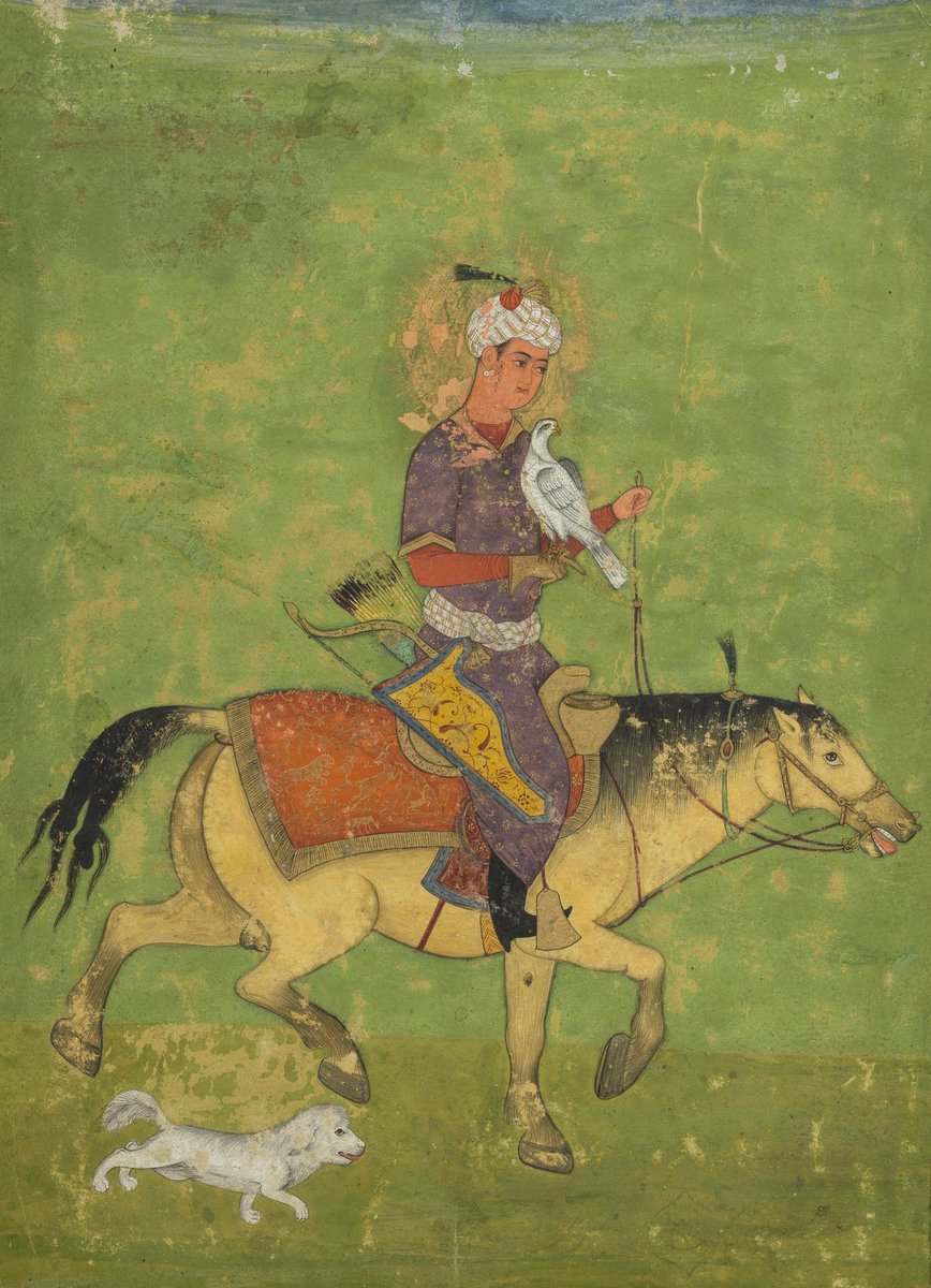 Hunting on a Horseback with a Falcon is Iraj, the 7th Shah of Pishdadian Dynasty as per Avestan legends & on whom #Iran is so named and made popular by Poet Ferdowsi in his 11th century epic #Shahnameh This c1775 CE #Mughal painting was sold by @bonhams1793 on March 20, 2024.