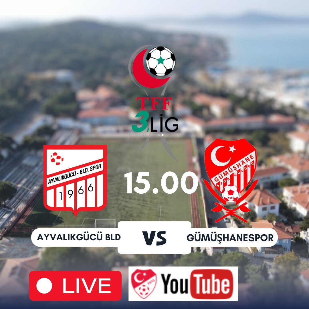 TFF 3.Lig 26.Hafta mücadelesinde Ayvalıkgücü Belediyespor evinde Gümüşhanespor'u ağırlıyor. TFF YouTube'dan canlı yayınlanacak maçın anlatımında mikrofonda olacağım🎙️