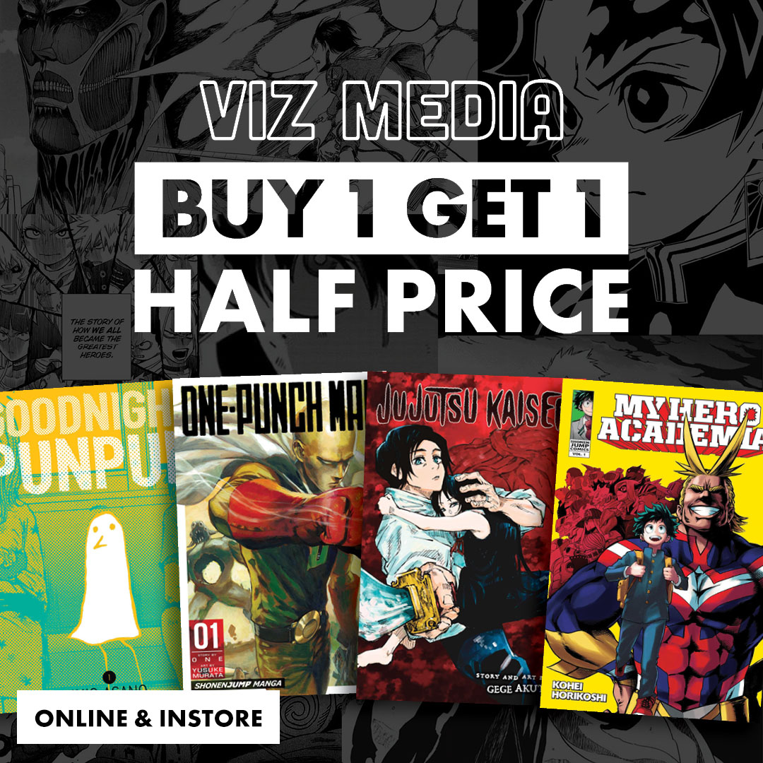 Our AMAZING Viz Media Buy One Get One Half Price deal is on NOW!🌟💥 Shop in-store or online to grab a bargain and refresh your bookshelf with some incredible manga titles! bit.ly/3U2T9Iv
