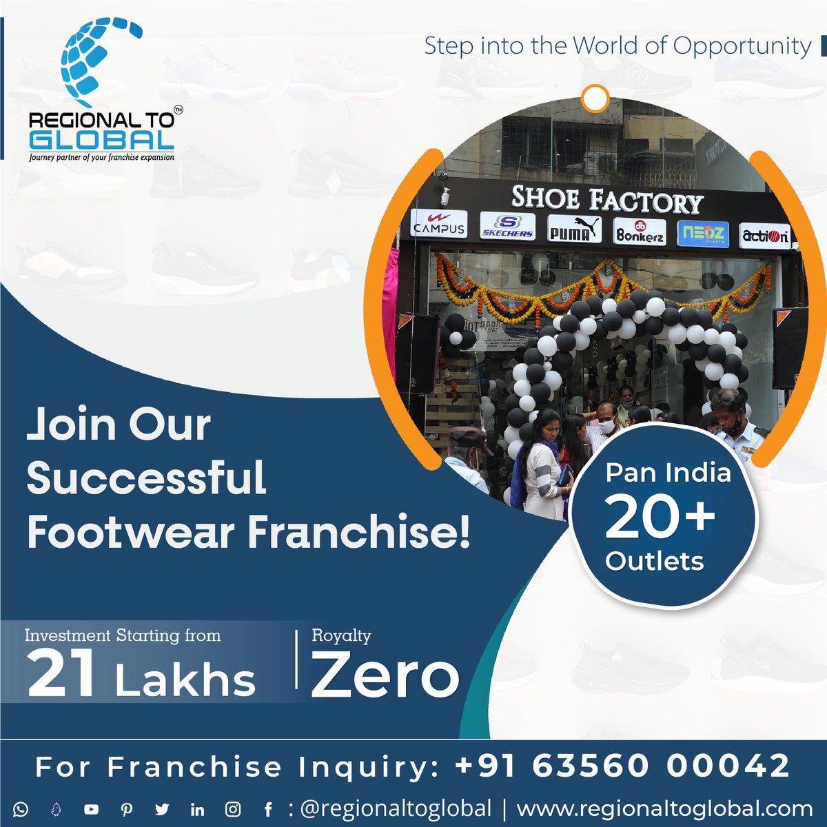 Step into the World of Opportunity
Join Our Successful Footwear Franchise!

#FootwearFranchise #shoesfactory #shoesfactoryfranchise #footwearindustry #PanIndiaFranchise #FranchiseToday #WorldOfOpportunity #businessidea #JoinUsNow #franchiseinvestment