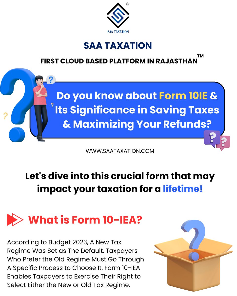Saataxationpali's tweet photo. 💡Do you know about Form 10IEA? co📝 Unlock the convenience with the SAA TAXATION App – download now! 💼 Explore 125+ services at your fingertips. Visit https://t.co/A9UHxLaMI9 for details.
🌍First Cloud Based Platform In Rajasthan
#TaxTime #SAA #Form10IEA #EasyFiling 💰📱 https://t.co/AMTLG0BToN