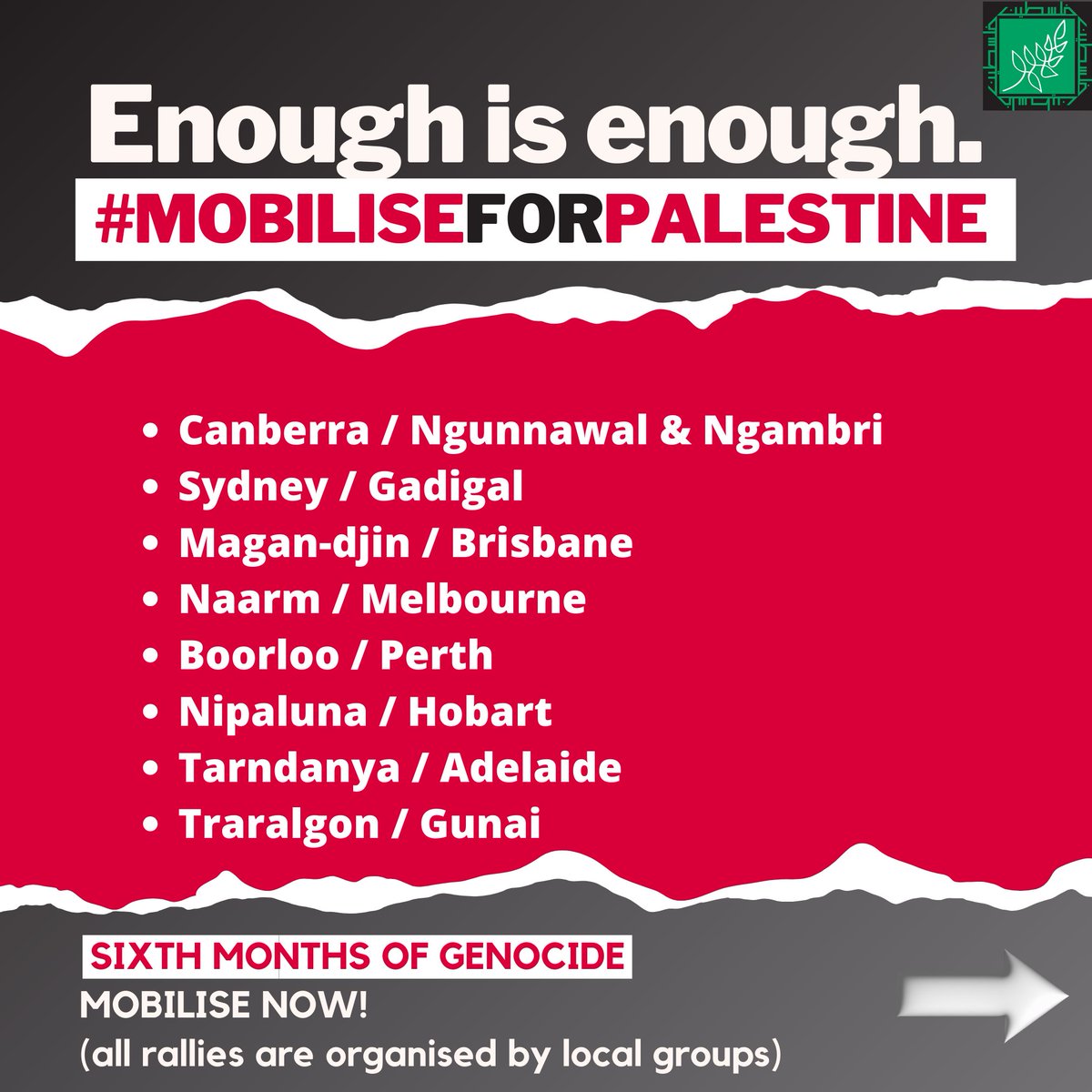 1/3 This weekend, we mark 6 months since the beginning of the genocide in Gaza. ENOUGH IS ENOUGH. Mobilise for Palestine this weekend - help organisers make it the largest mobilisation across the continent.