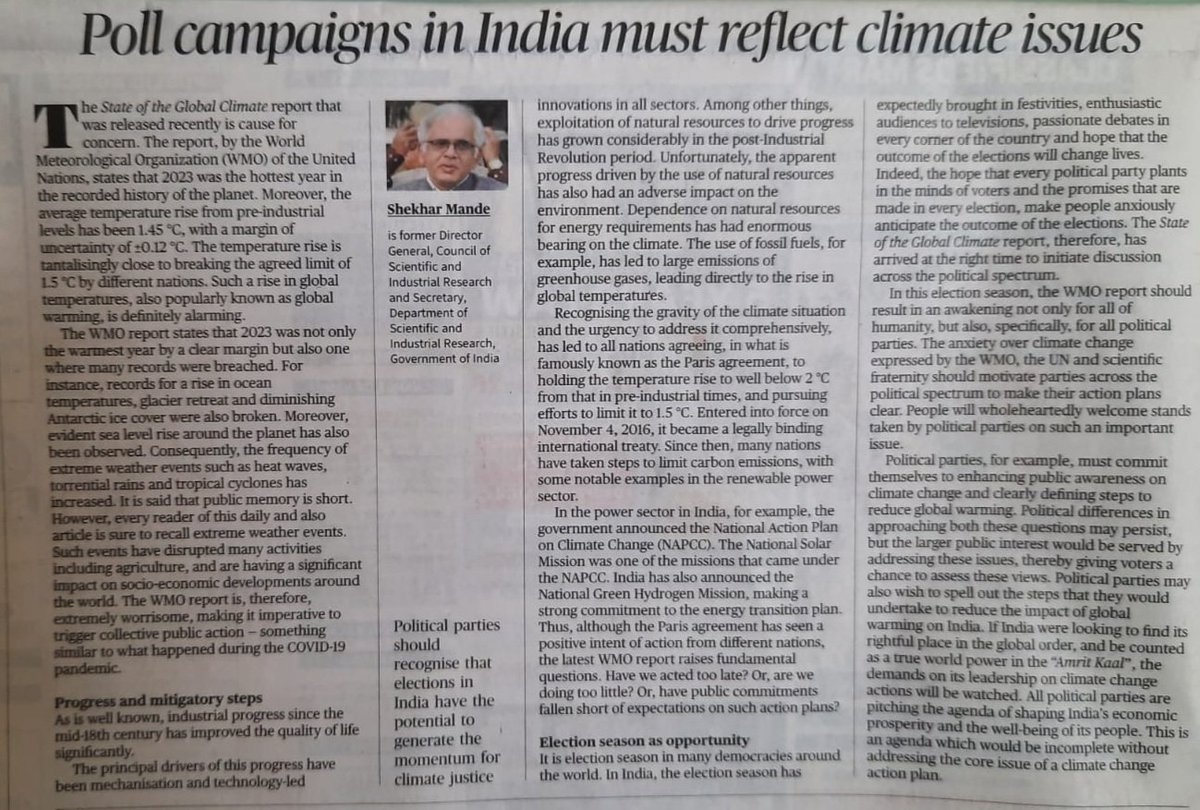 I am aware that 99.9999...% readers of this article and 0% political leaders will be interested in this extremely important (critical?) issue. But our job is to continuously keep talking, and loudly, for the larger sake of humanity. Thank you @the_hindu & for reading. @moefcc