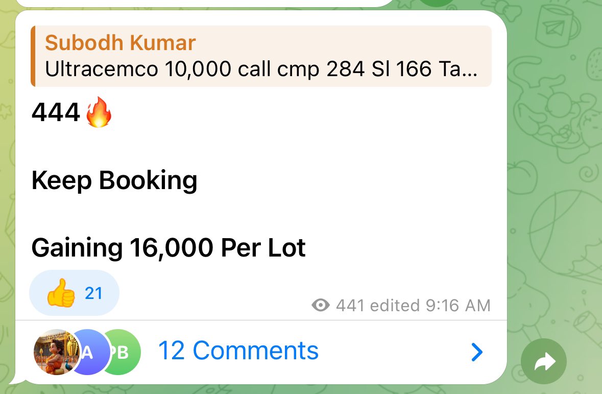 ULTRACEMCO 10,000 Option call buy was given in my free telegram channel in which telegram members booked 16,000 per lot. Free Telegram Channel Link : t.me/Learn_Option_S… #stockmarket #nifty #banknifty #trading