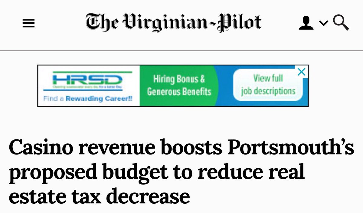 While local governments are facing shortfalls across Virginia and having to raise taxes this year there is one big exception to the rule. Portsmouth is winning big with its casino and cutting the real estate tax rate by a nickel while also making new investments in K-12 schools.