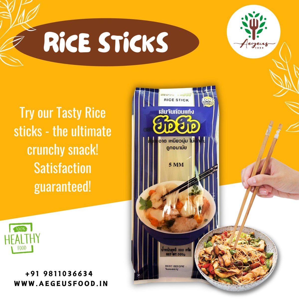 Aegeus_food's tweet image. Get ready to crunch with our tasty Rice Sticks! Your perfect snack companion for any time of day🍚😋

Shop now with Aegeus Food!
To order, DM us or contact us at +91 9811036634. 🛒📲

#aegeus #aegeusfood #howhow #rice #ricestick #ricesticks #ricenoodles #food #foodie #instafood