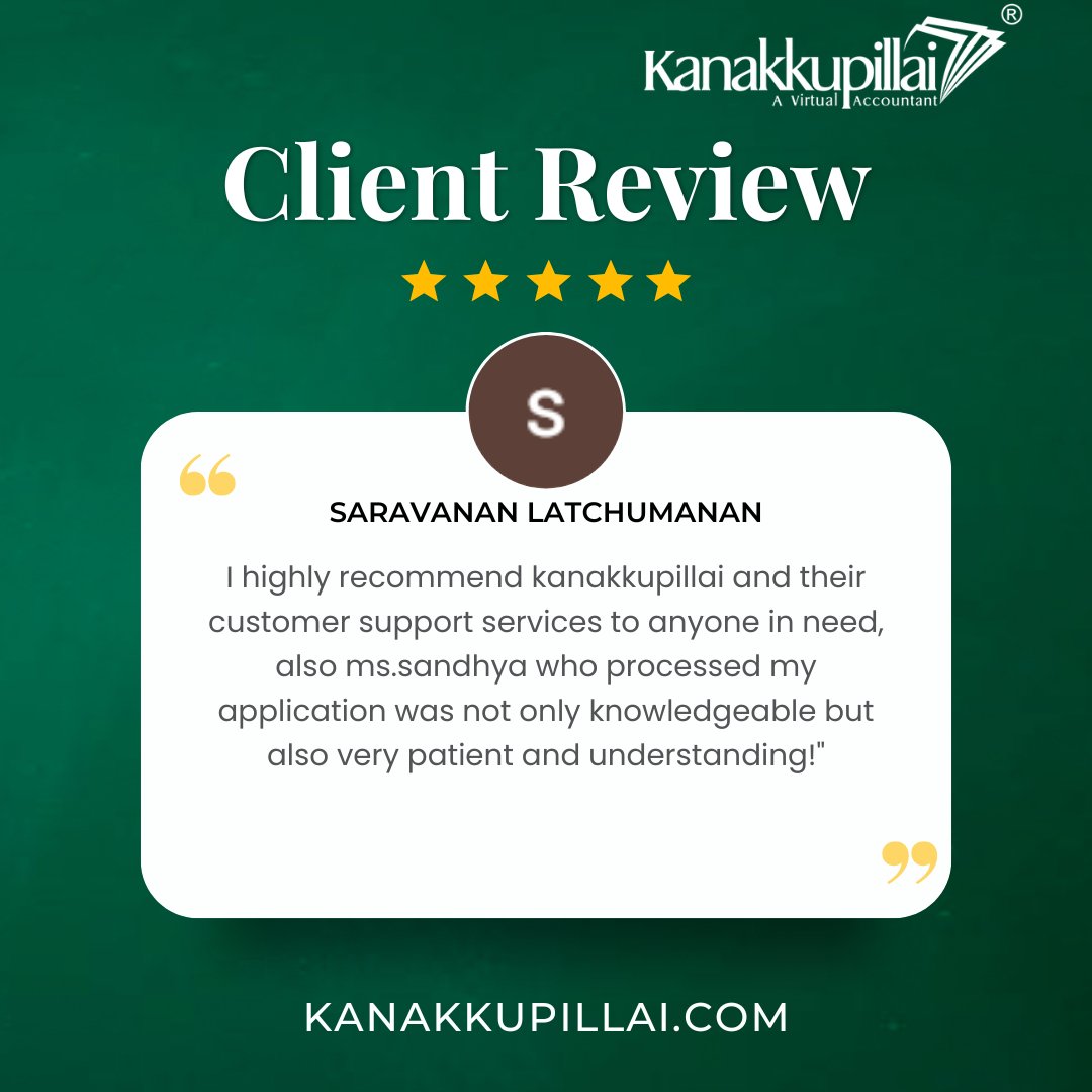 Thank you so much SARAVANAN LATCHUMANAN for the amazing ⭐️⭐️⭐️⭐️⭐️ review on Kanakkupillai Google My Business! Your kind words mean the world🌏to us
#HappyCustomer #fivestarreview #customerappreciation #positivefeedback #googlemybusinessreviews #fivestarreviews #reviewoftheday