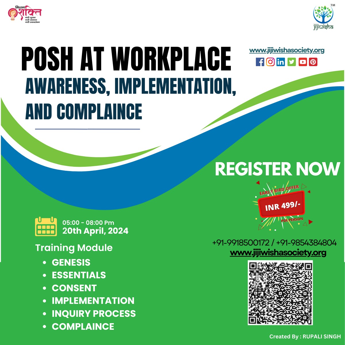 Curious to know how simple steps can create a safer workplace?
Join us for a unique session on raising awareness about the #POSHAct! gain exclusive access to insights strategies & practical tips to foster respectful work environment
#jijiwishasociety
#POSHAwareness
#SafeWorkplace