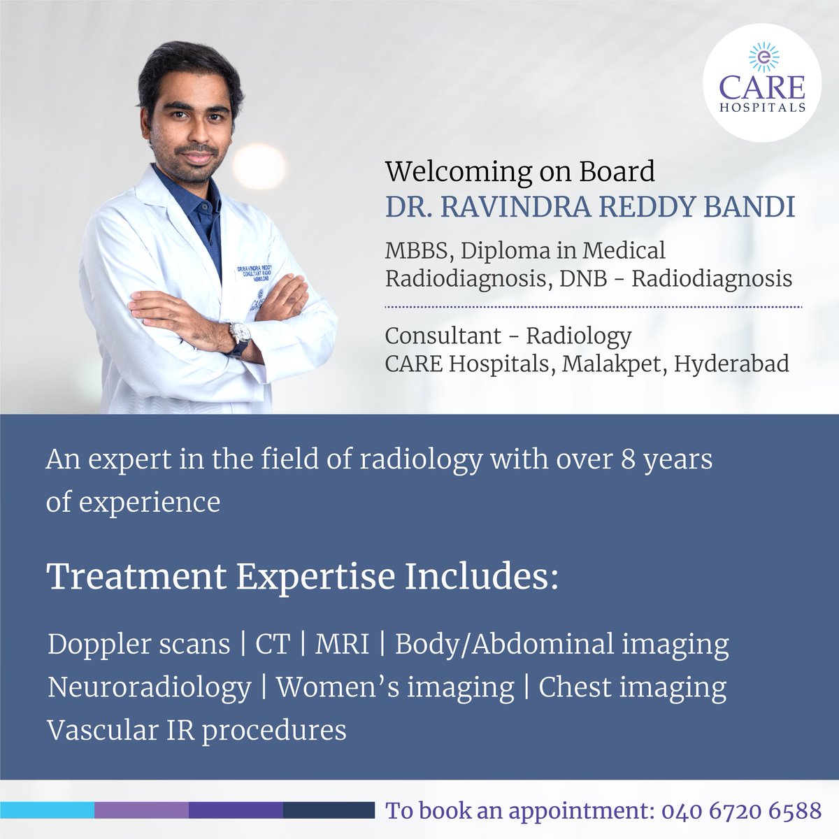 We are glad to announce that Dr. Ravindra Reddy Bandi has joined us as a Consultant - Radiology CARE Hospitals, Malakpet, Hyderabad.

To know more about the doctor, visit: carehospitals.com/doctor/hyderab…

#CAREHospitals #TransaformingHealthcare #Radiology #Neuroradiology #ChestImaging