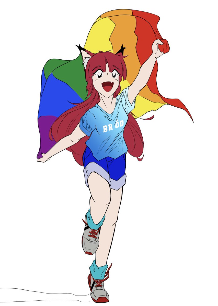 Still a WIP but you can guess better what Rinka is up to. Anime Evolution Ireland is partering with Dublin Pride HQ next month for an event and this is part of a poster for it :) #rinka #foxgirl #animeconvention #dublin #ireland #dublin #pride