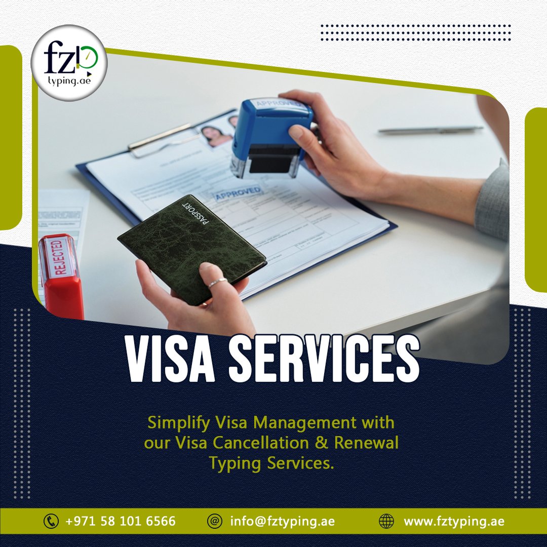 Manage your visa status effortlessly with our visa cancellation and renewal typing services.

#VisaCancellation #VisaRenewal #VisaServices #ImmigrationServices #VisaSupport #DocumentPreparation #VisaManagement #VisaRenewal #VisaAssistance #StayCompliant