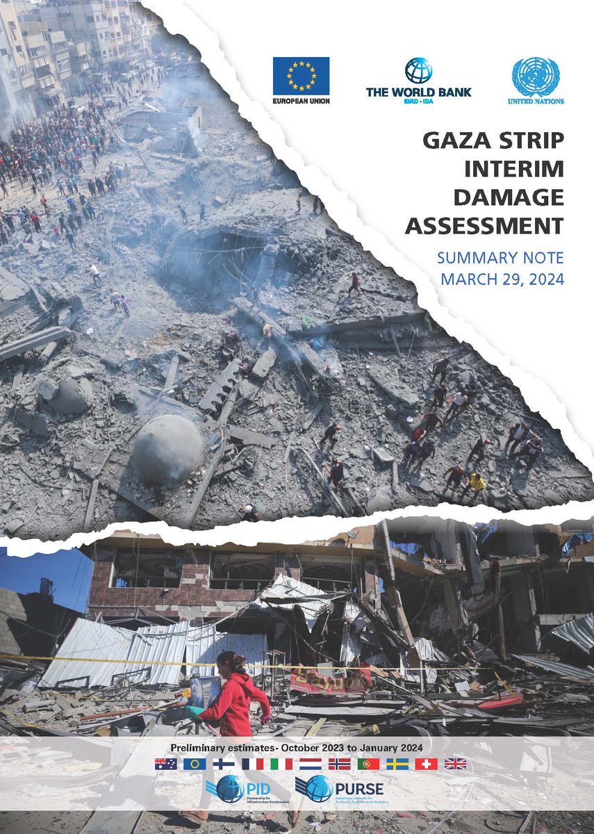 A new report by the World Bank and the UN reveals a staggering $18.5 billion in damages to Gaza's infrastructure, equivalent to 97% of the combined GDP of the West Bank and Gaza in 2022. Housing alone accounts for 73% of the identified cost.
Read more👇
palestine.un.org/en/265021-join…