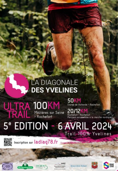 🏃‍♀️🏃Samedi 6 avril, c'est l'ultra-trail la Diagonale des Yvelines : plus de 1 000 participants avec un départ de @Ville_Mezieres et une arrivée à @78730REY, soit plus de 100 km. Un événement sportif organisé par AAA Aventure et parrainé par @MairesRuraux78