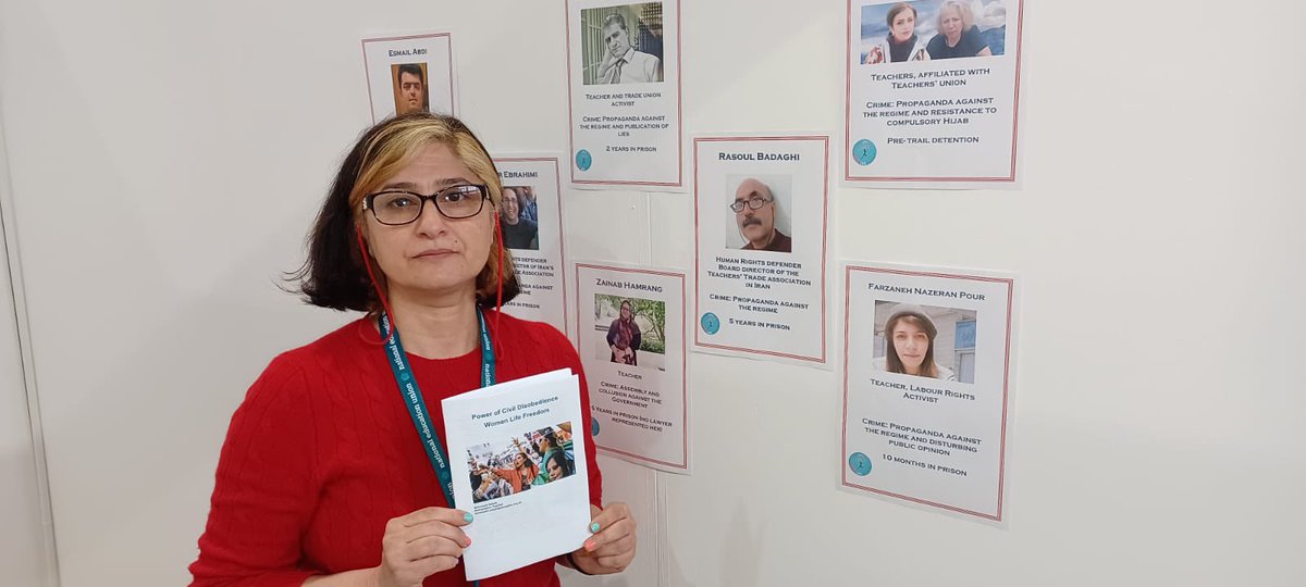 Behnoosh, NEU member and Iranian activist is on the MENA stall at ##NEU2024 Delegates: Please visit the stall and sign up to the campaign to release the approximately 30 teacher union activists jailed by Iran's Islamist regime in Iran.