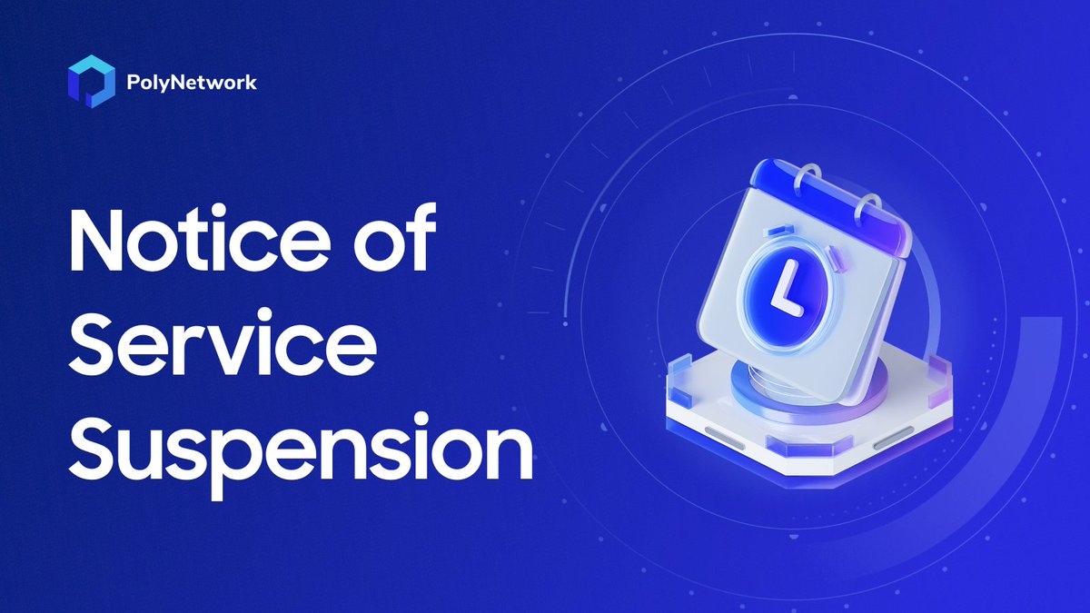 PolyNetwork2's tweet image. 🚨 After careful consideration of market conditions, we regret to inform you of the suspension of all Poly Network cross-chain services, effective 🗓️ April 10th, 2024.