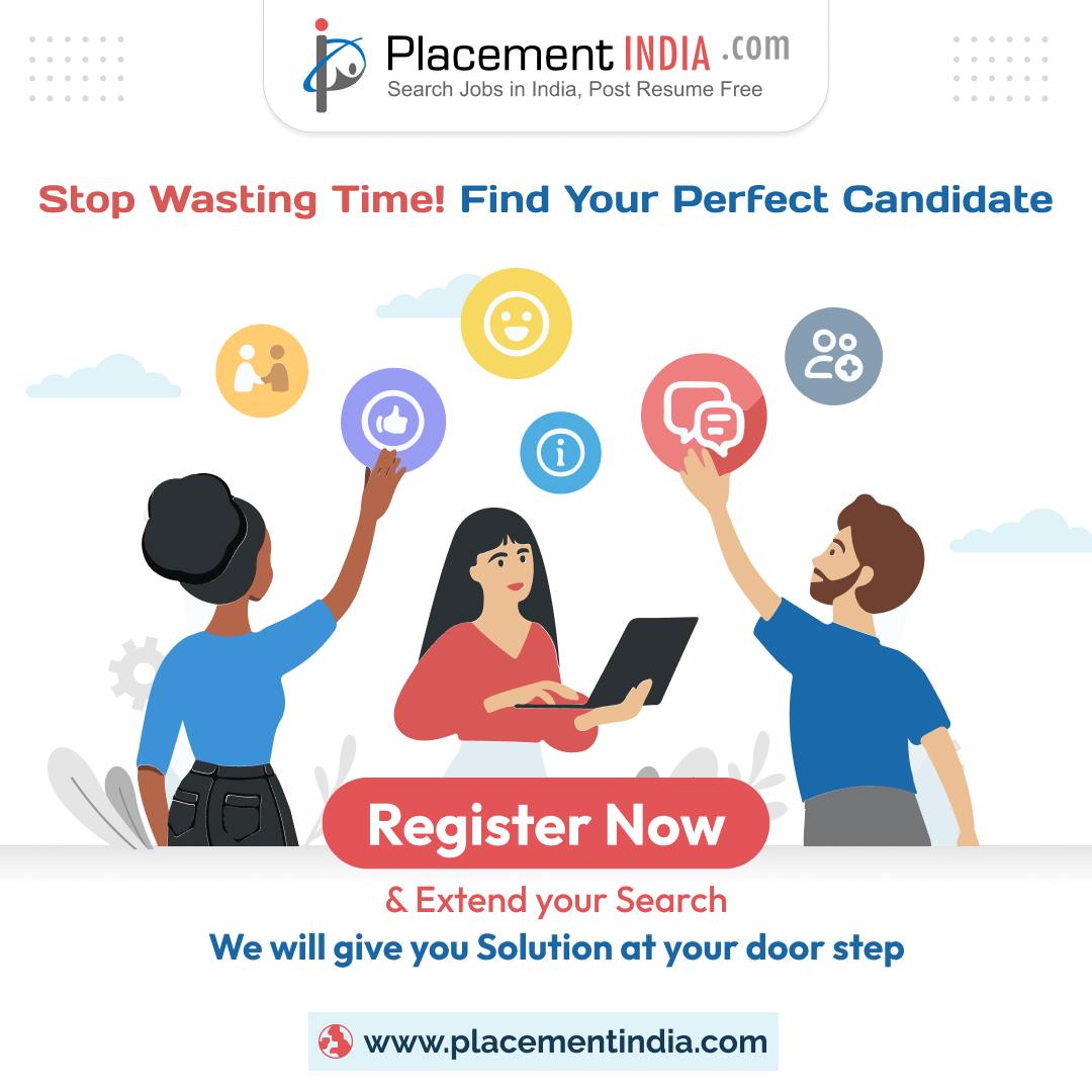 'Stop Wasting Time! Find Your Perfect Candidate' 👉 We will give you a Solution at your doorstep. 👉 Register Now & Extend your Search: placementindia.com/recruitment-ag… #recruitmentagency #recruitment #recruiter #recruiting #jobsearch #jobs #hiring #staffing #recruitmentconsultant