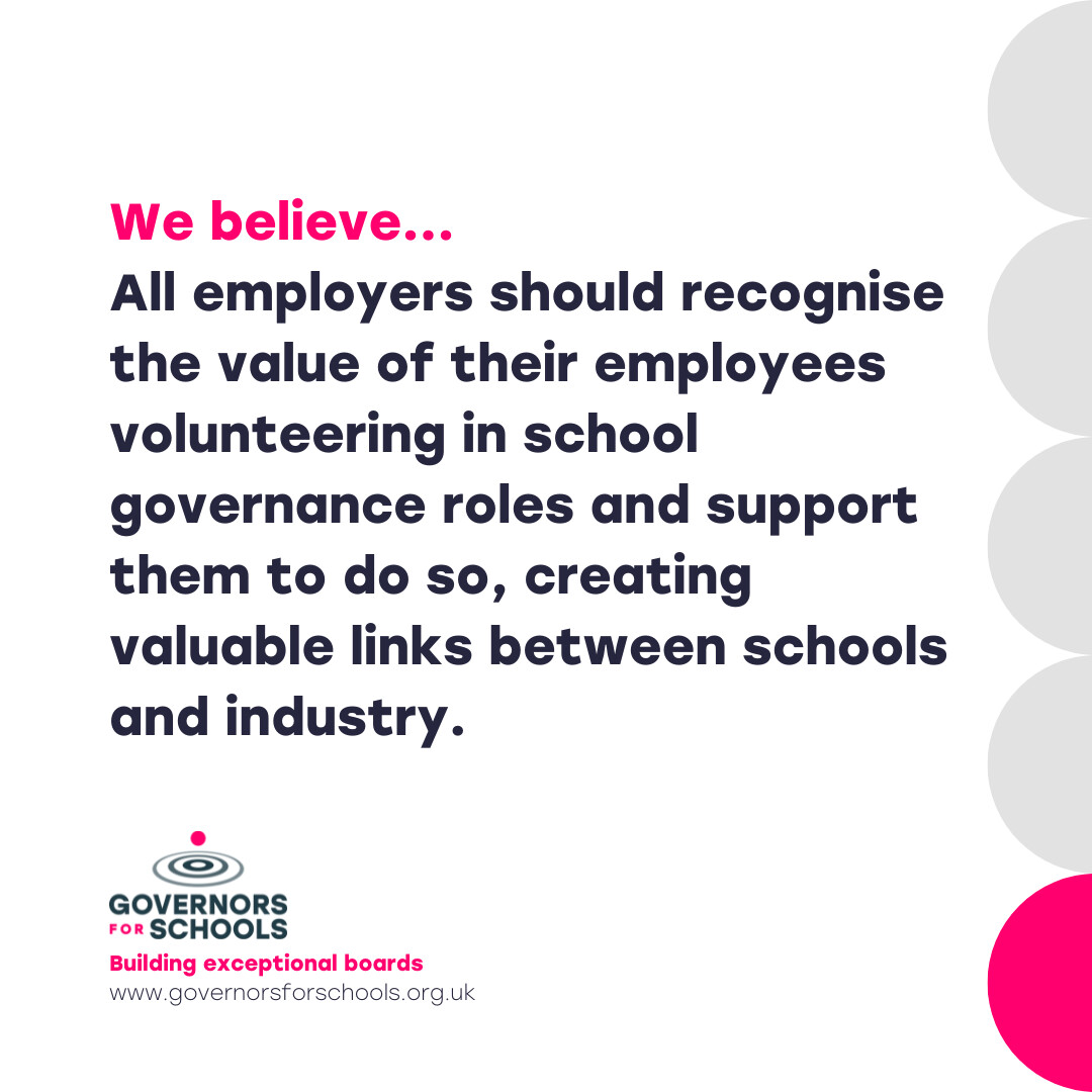 Encouraging your employees into governance roles strengthens school boards and helps individuals to make an impact in their community. 🔗 Find out more about our aspirations and how you could partner with us: bit.ly/GfSAspirations
