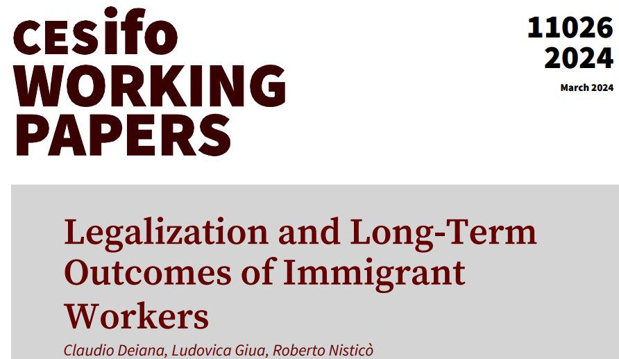 Legalization and Long-Term Outcomes of Immigrant Workers | Claudio Deiana @LudoGiua @roby_nistico #EconTwitter cesifo.org/en/publication…