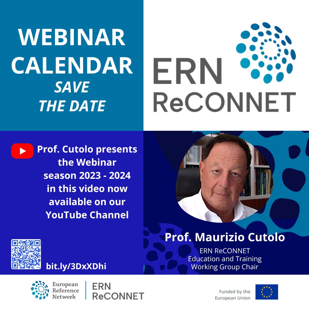 📢 How much #DYK about the @ern_reconnet #webinars? 🤔 Want to know all the details n calendar info? 👍 Then check Prof. Cutolo 🆕short video ⤵️ 🎞️ youtu.be/FlGmgEHmiXI 🔗All registration links n info👉reconnet.ern-net.eu/webinar/