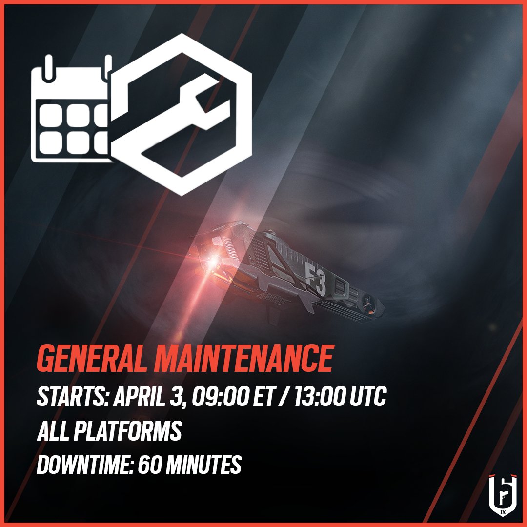 🛠 Maintenance 🛠 We will be completing a general maintenance today, April 3rd. 💻🎮 All Platforms: 09:00 ET / 13:00 UTC ⏲ Downtime up to 60 mins