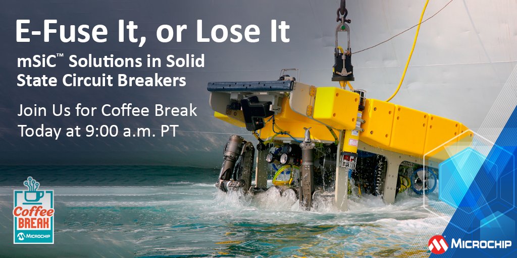 Accelerate development and reduce time-to-market with solid-state overcurrent protection. Learn about our E-Fuse solutions during Coffee Break, today at 9:00 a.m. PT. RSVP here: mchp.us/4auVKjA. #SiliconCarbide #SiC #mSiC #SolidState #CircuitBreakers #EaseSpeedConfidence