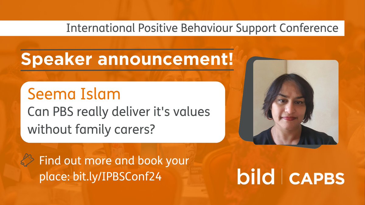 📣 Speaker announcement! We are pleased to have Seema Islam speaking on her experience as a parent carer training others in #PBS Seema will also be Chairing Day 2 of #IPBSConf24 Find out more and book your tickets here: bit.ly/IPBSConf24