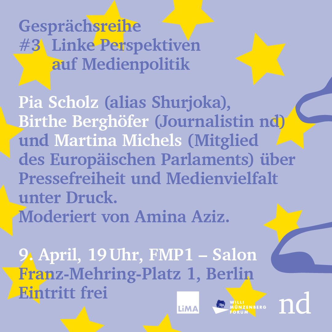 nd.Aktuell (@ndaktuell) on Twitter photo Die Streamerin Pia Scholz <a href="/Shurjoka/">angry intersec radfem 🇵🇸</a>, Journalistin Birthe Berghöfer und die linke Europaabgeordnete <a href="/martina_michels/">Martina Michels</a> diskutieren zusammen mit <a href="/amina_aziz_/">aminaaziz.bsky.social</a> über #Pressefreiheit und #Medienvielfalt innerhalb der Europäischen Union. Die Streamerin Pia Scholz <a href="/Shurjoka/">angry intersec radfem 🇵🇸</a>, Journalistin Birthe Berghöfer und die linke Europaabgeordnete <a href="/martina_michels/">Martina Michels</a> diskutieren zusammen mit <a href="/amina_aziz_/">aminaaziz.bsky.social</a> über #Pressefreiheit und #Medienvielfalt innerhalb der Europäischen Union.