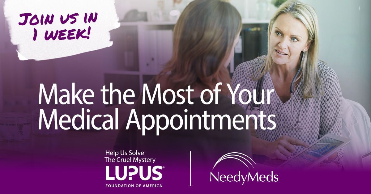 Feeling anxious about your next lupus doctor's visit? Join our @NeedyMeds webinar next Wednesday, April 10 at 2pm ET to gain confidence and better prepare for your next appointment. Register now: buff.ly/3J0RDAc