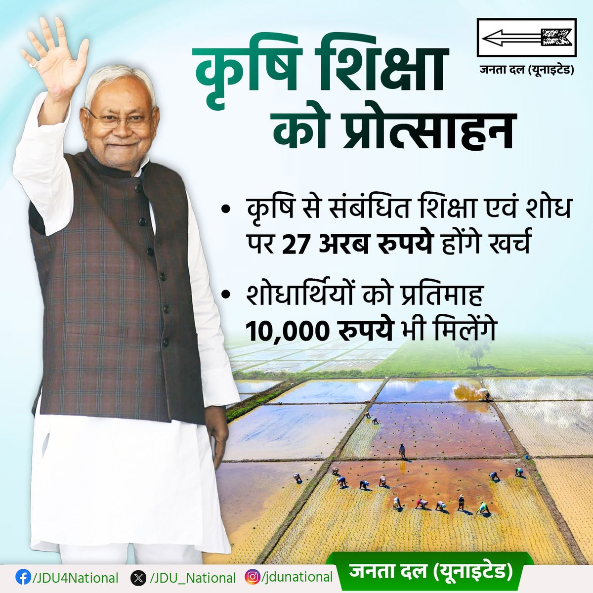 किसानों की आर्थिक उन्नति के लिए कृषि के आधुनिकीकरण पर जोर दिया जा रहा है।

#BiharPride #JDUNational #NitishKumar #JDU #BiharLatestNews